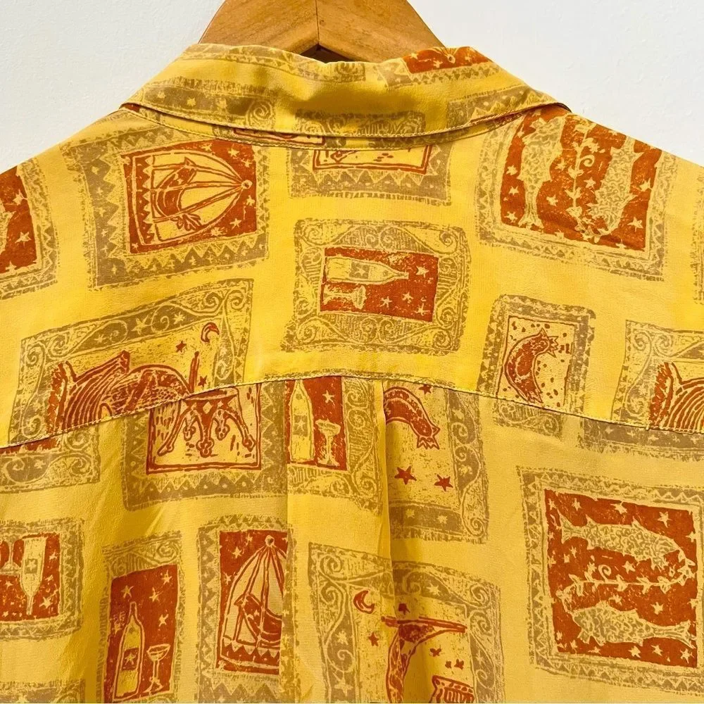 Vintage 100% Silk 80s/90s Paul Stanley Button Down - Nautical Print - Picture 3 of 6